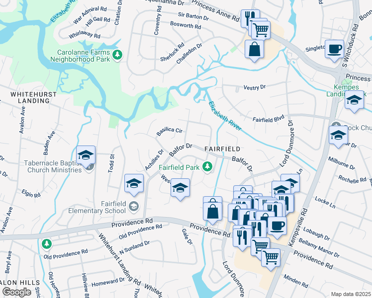 map of restaurants, bars, coffee shops, grocery stores, and more near 637 Ben Bow Drive in Virginia Beach