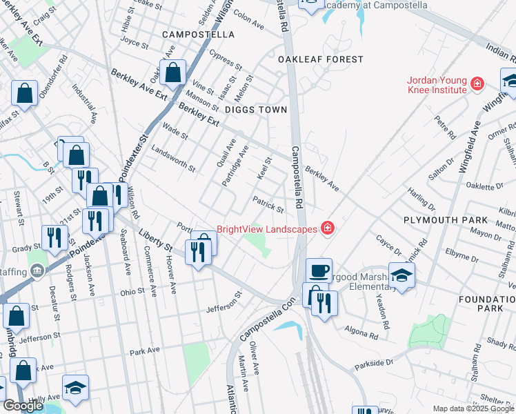 map of restaurants, bars, coffee shops, grocery stores, and more near 1014 Cascade Boulevard in Chesapeake