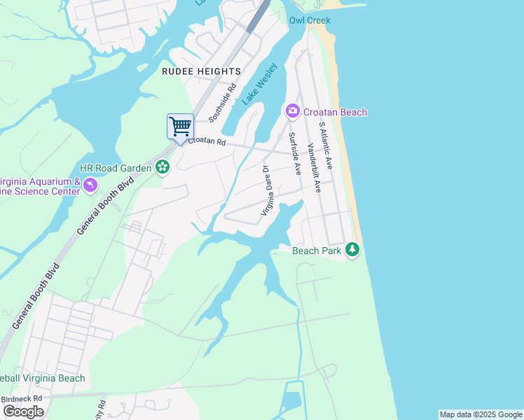 map of restaurants, bars, coffee shops, grocery stores, and more near 711 Virginia Dare Drive in Virginia Beach
