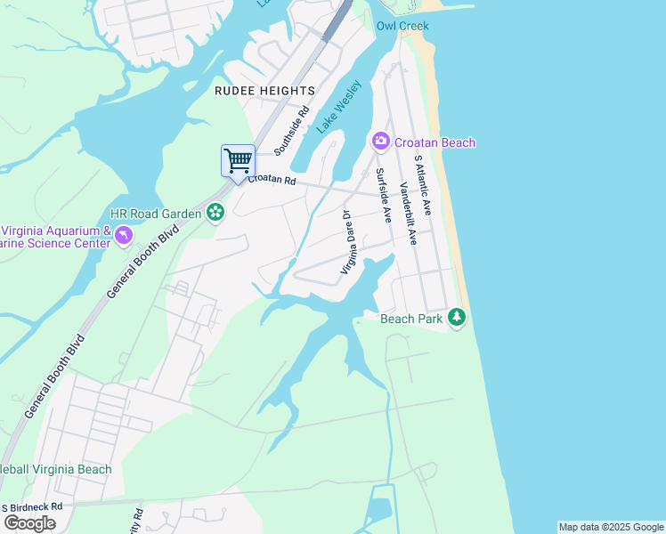 map of restaurants, bars, coffee shops, grocery stores, and more near 513 Croatan Hills Drive in Virginia Beach
