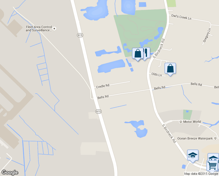 map of restaurants, bars, coffee shops, grocery stores, and more near 1295 Credle Road in Virginia Beach