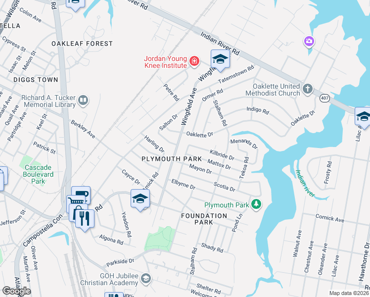 map of restaurants, bars, coffee shops, grocery stores, and more near 2900 Kilbride Drive in Chesapeake