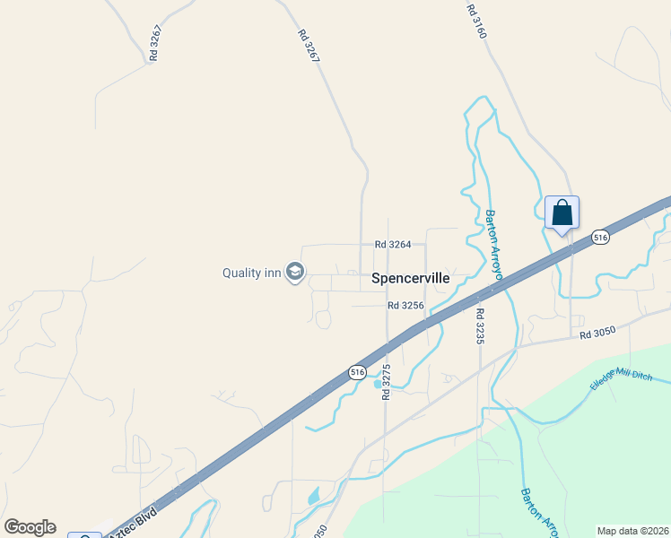 map of restaurants, bars, coffee shops, grocery stores, and more near 44 Road 3260 in Aztec