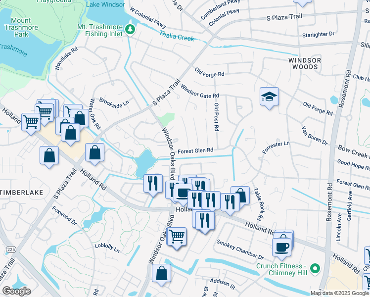 map of restaurants, bars, coffee shops, grocery stores, and more near 612 Brentwater Road in Virginia Beach