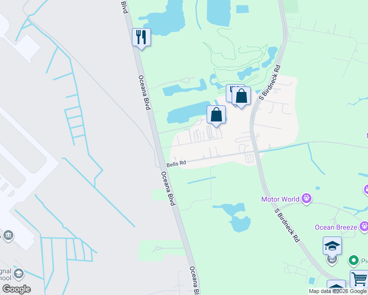 map of restaurants, bars, coffee shops, grocery stores, and more near 1327 Credle Road in Virginia Beach