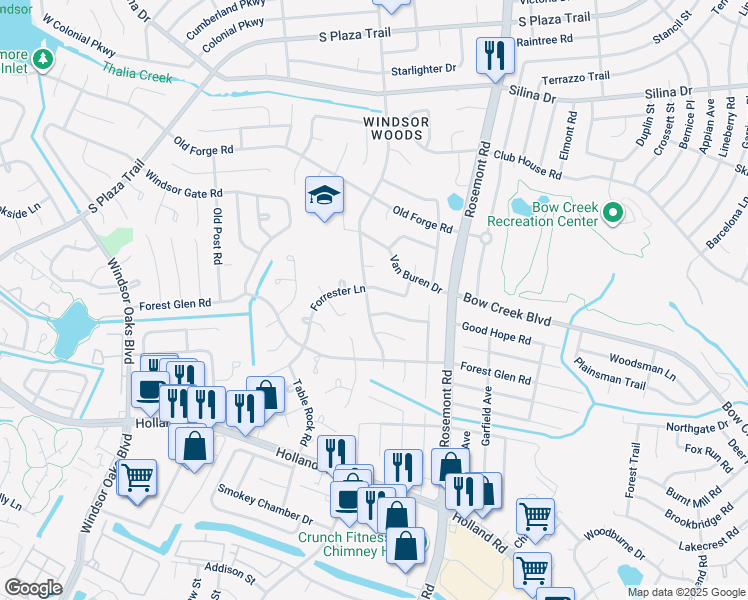 map of restaurants, bars, coffee shops, grocery stores, and more near 628 Presidential Boulevard in Virginia Beach