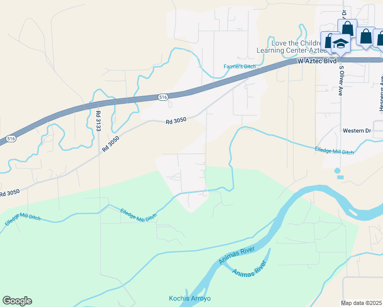 map of restaurants, bars, coffee shops, grocery stores, and more near 48 Road 3066 in Aztec