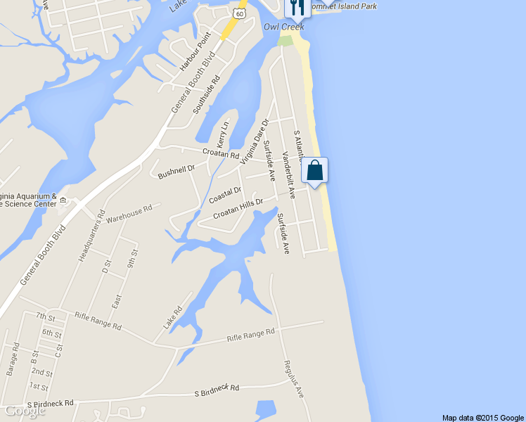 map of restaurants, bars, coffee shops, grocery stores, and more near 413 Croatan Hills Drive in Virginia Beach