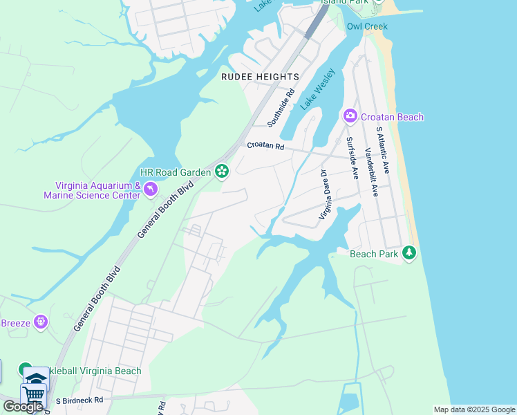 map of restaurants, bars, coffee shops, grocery stores, and more near 641 Fort Raleigh Drive in Virginia Beach