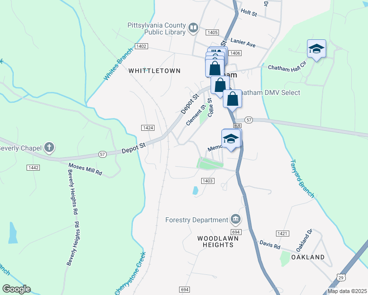 map of restaurants, bars, coffee shops, grocery stores, and more near 311 Whitehead Court in Chatham