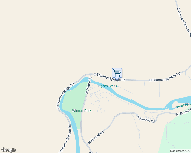 map of restaurants, bars, coffee shops, grocery stores, and more near 25314 East Trimmer Springs Road in Sanger