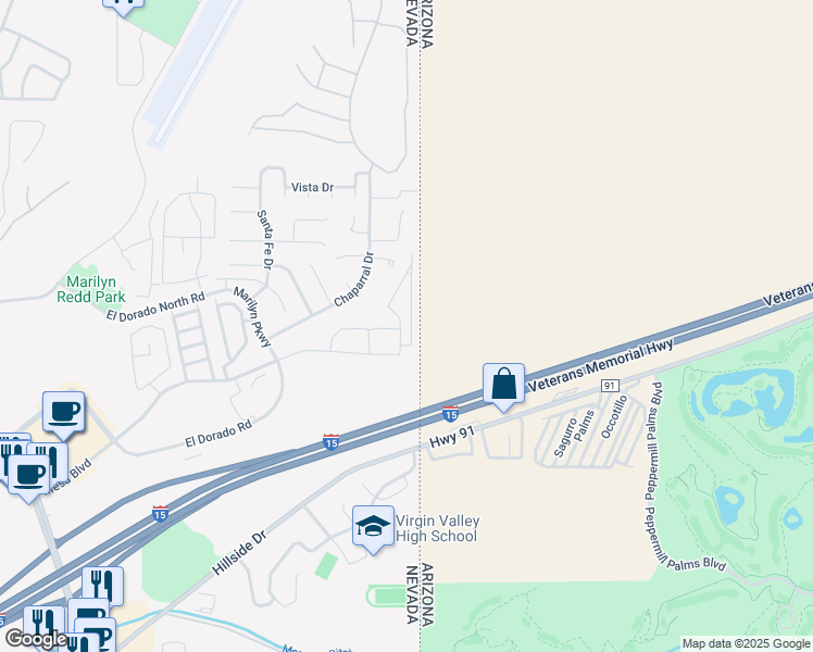 map of restaurants, bars, coffee shops, grocery stores, and more near 700 Aztec Circle in Mesquite