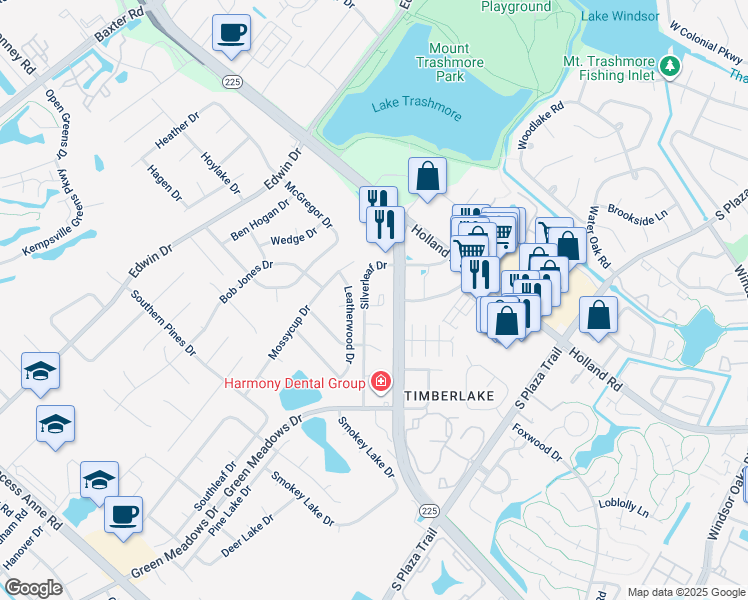 map of restaurants, bars, coffee shops, grocery stores, and more near 4318 Sugarleaf Court in Virginia Beach