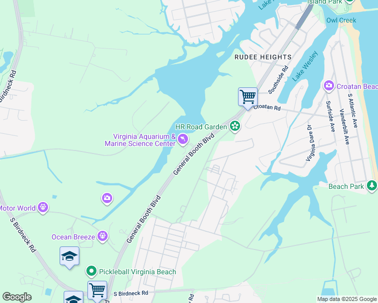 map of restaurants, bars, coffee shops, grocery stores, and more near 717 General Booth Boulevard in Virginia Beach