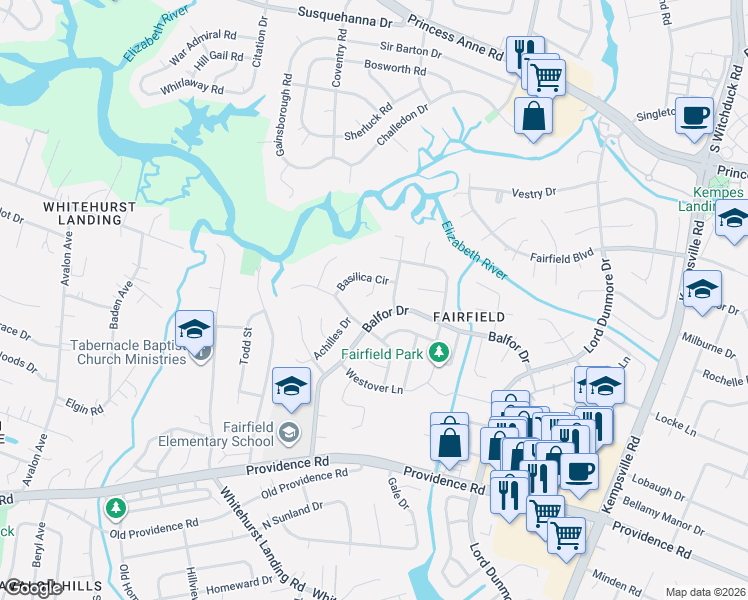 map of restaurants, bars, coffee shops, grocery stores, and more near 637 Ben Bow Drive in Virginia Beach