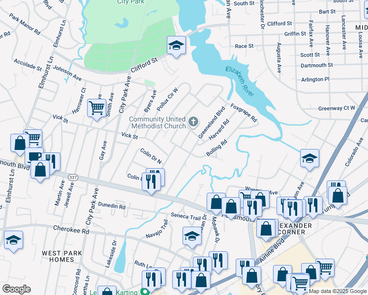 map of restaurants, bars, coffee shops, grocery stores, and more near 20 Century Drive in Portsmouth