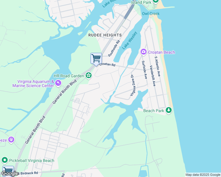 map of restaurants, bars, coffee shops, grocery stores, and more near 641 Fort Raleigh Drive in Virginia Beach