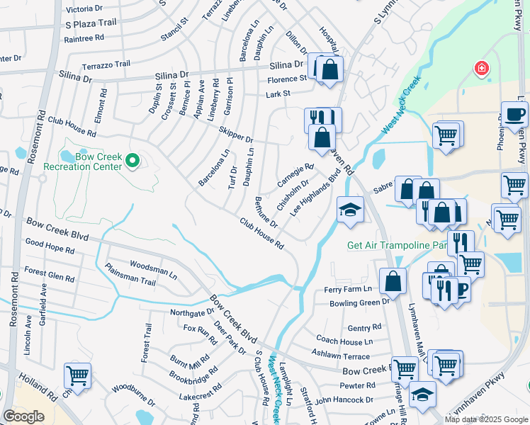 map of restaurants, bars, coffee shops, grocery stores, and more near 512 Bethune Dr in Virginia Beach