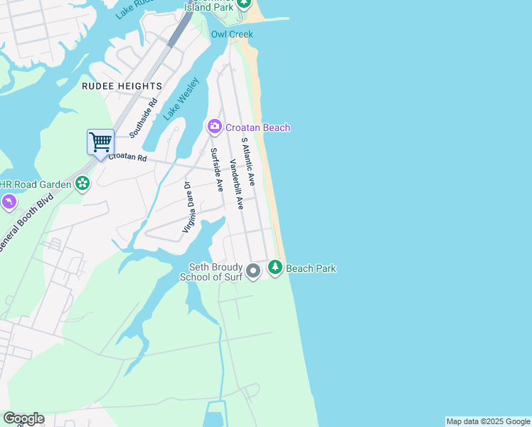 map of restaurants, bars, coffee shops, grocery stores, and more near 712 South Atlantic Avenue in Virginia Beach