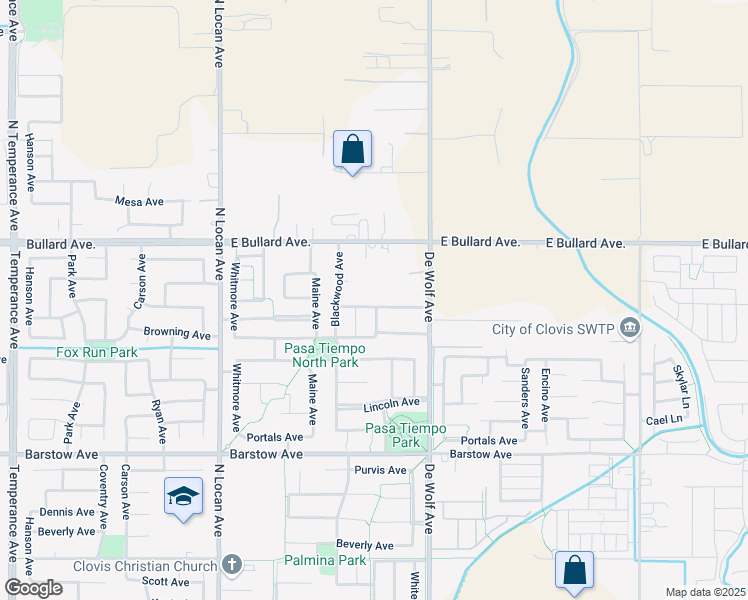 map of restaurants, bars, coffee shops, grocery stores, and more near 811 Twinberry Avenue in Clovis