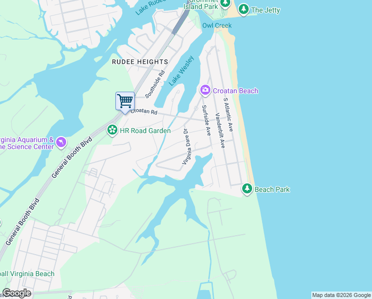 map of restaurants, bars, coffee shops, grocery stores, and more near 700 Virginia Dare Drive in Virginia Beach