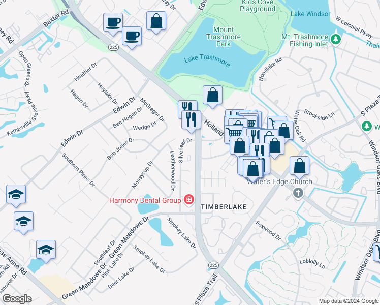 map of restaurants, bars, coffee shops, grocery stores, and more near 4310 Sugarleaf Court in Virginia Beach