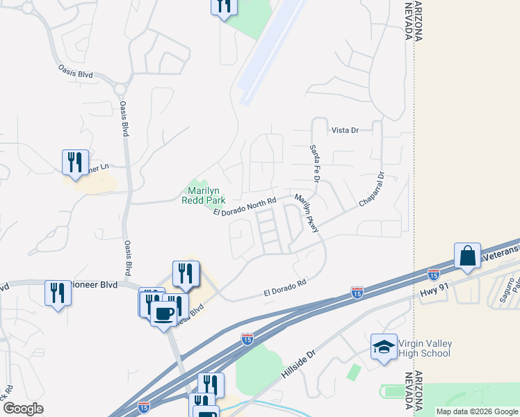 map of restaurants, bars, coffee shops, grocery stores, and more near 491 Rio Valley in Mesquite