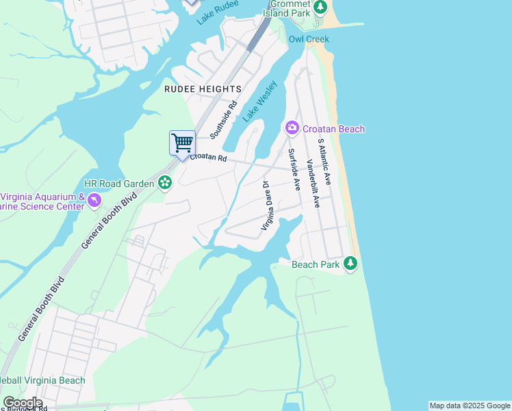map of restaurants, bars, coffee shops, grocery stores, and more near 509 Coastal Drive in Virginia Beach