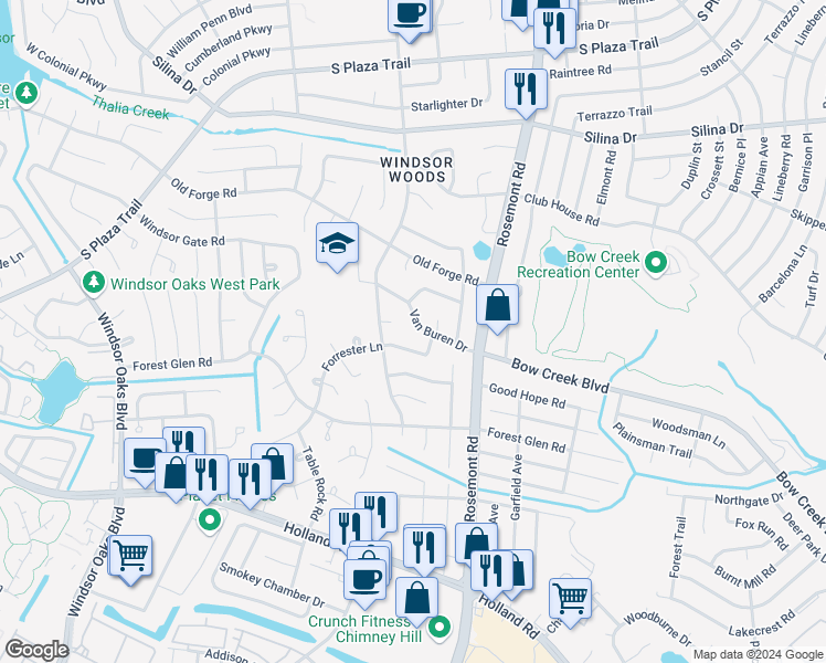 map of restaurants, bars, coffee shops, grocery stores, and more near 591 Van Buren Court in Virginia Beach