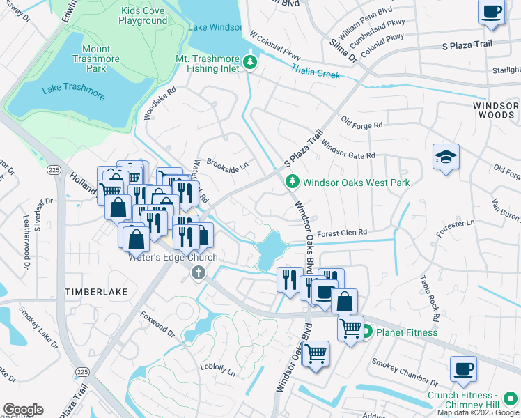 map of restaurants, bars, coffee shops, grocery stores, and more near 4022 Lake Ridge Circle in Virginia Beach