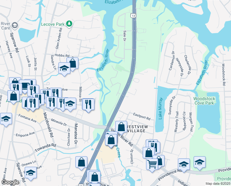 map of restaurants, bars, coffee shops, grocery stores, and more near 1001 Pebblewood Drive in Virginia Beach