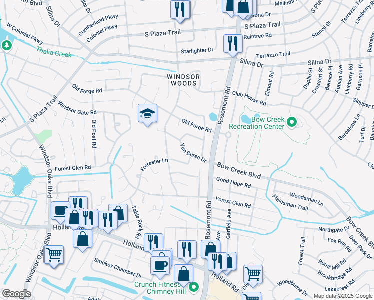 map of restaurants, bars, coffee shops, grocery stores, and more near 591 Van Buren Court in Virginia Beach