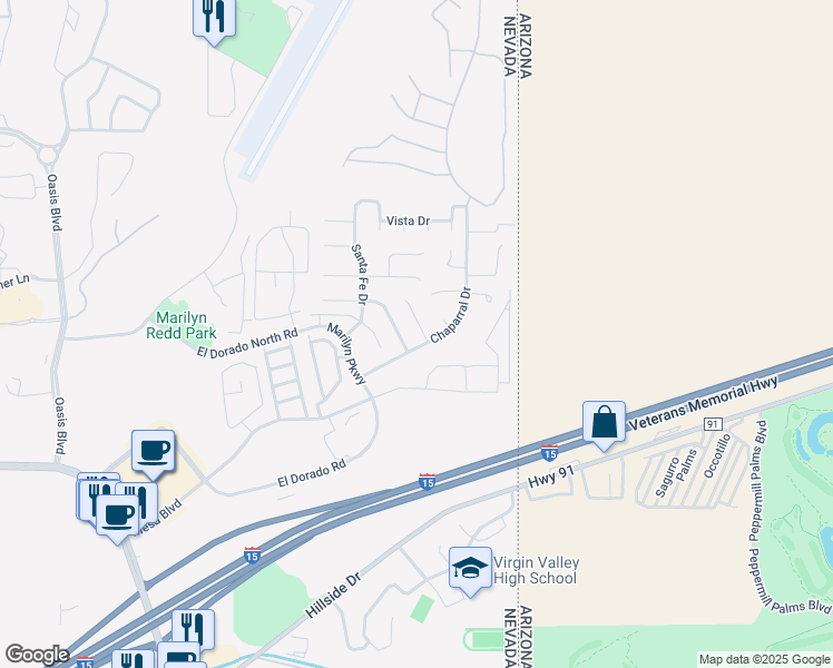 map of restaurants, bars, coffee shops, grocery stores, and more near 757 Buena Vista Circle in Mesquite