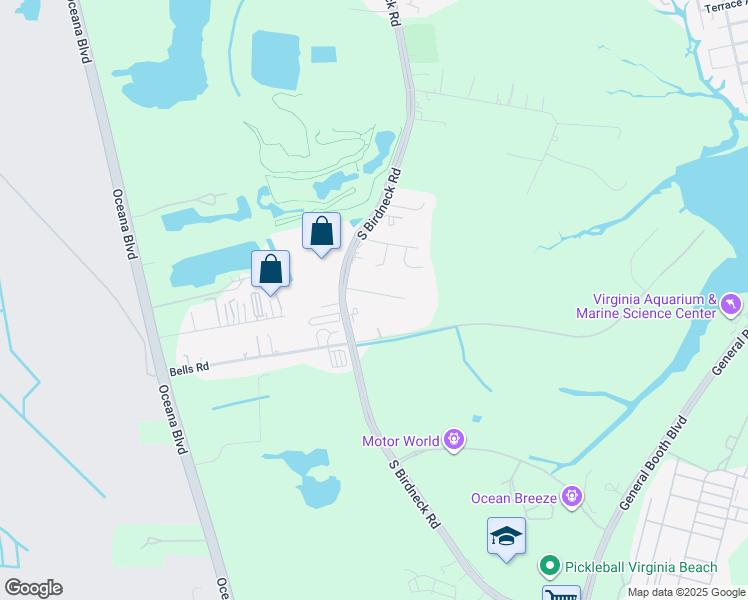 map of restaurants, bars, coffee shops, grocery stores, and more near 1065 Olds Lane in Virginia Beach