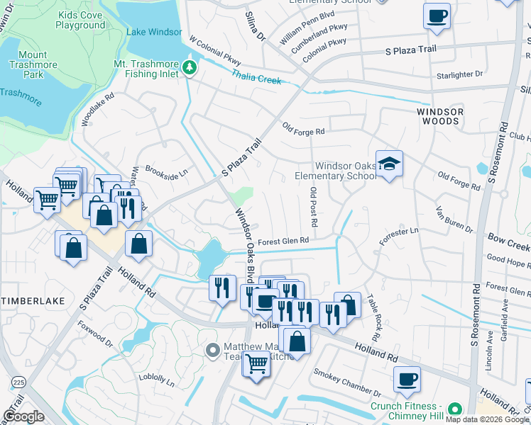 map of restaurants, bars, coffee shops, grocery stores, and more near 585 Saddle Rock Road in Virginia Beach