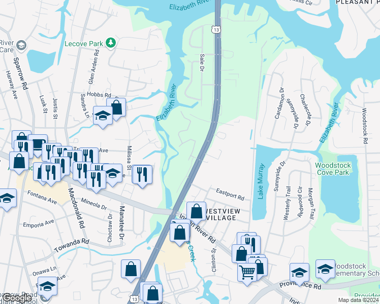 map of restaurants, bars, coffee shops, grocery stores, and more near 784 Drift Tide Drive in Virginia Beach