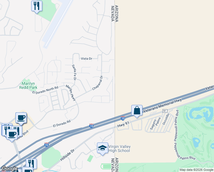 map of restaurants, bars, coffee shops, grocery stores, and more near 700 Aztec Circle in Mesquite