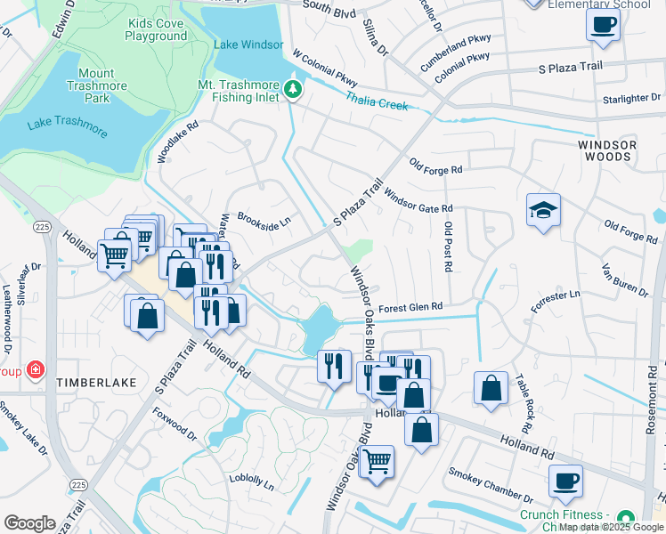 map of restaurants, bars, coffee shops, grocery stores, and more near 4056 Lake Ridge Circle in Virginia Beach