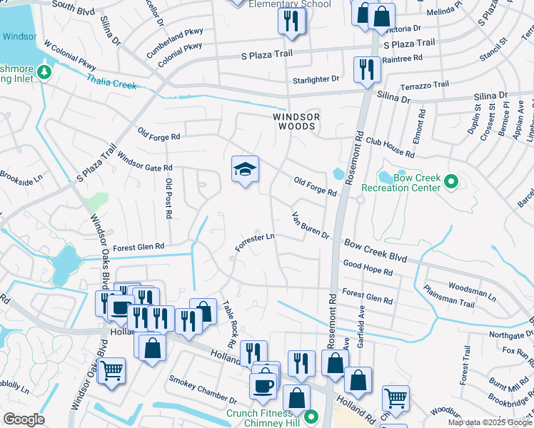 map of restaurants, bars, coffee shops, grocery stores, and more near 609 Presidential Boulevard in Virginia Beach