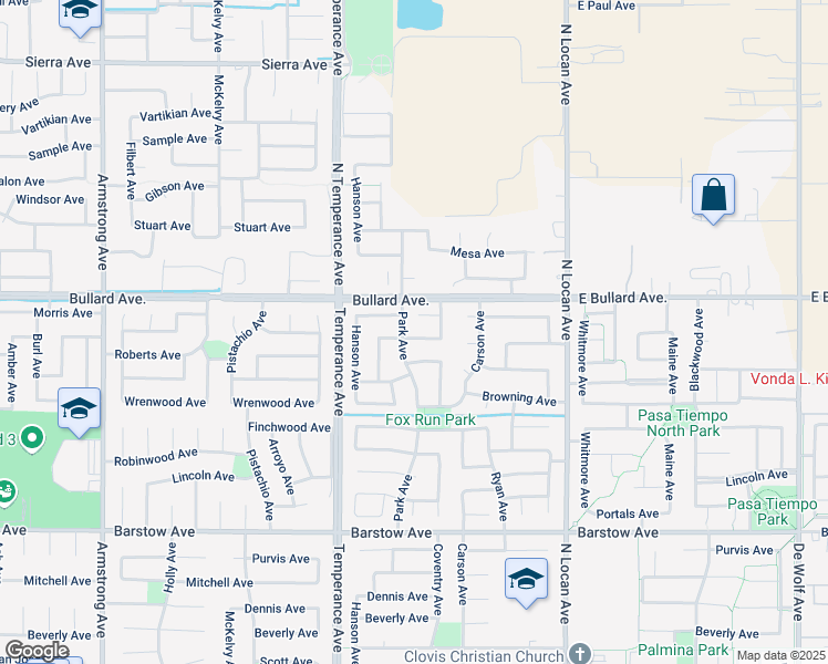 map of restaurants, bars, coffee shops, grocery stores, and more near 2713 Celeste Avenue in Clovis