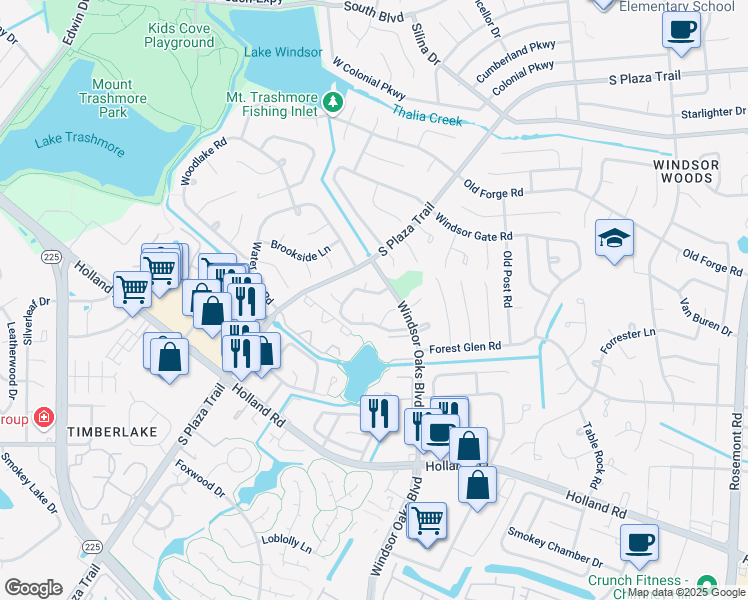 map of restaurants, bars, coffee shops, grocery stores, and more near 4064 Lake Ridge Circle in Virginia Beach