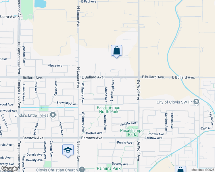 map of restaurants, bars, coffee shops, grocery stores, and more near 707 Maine Avenue in Clovis