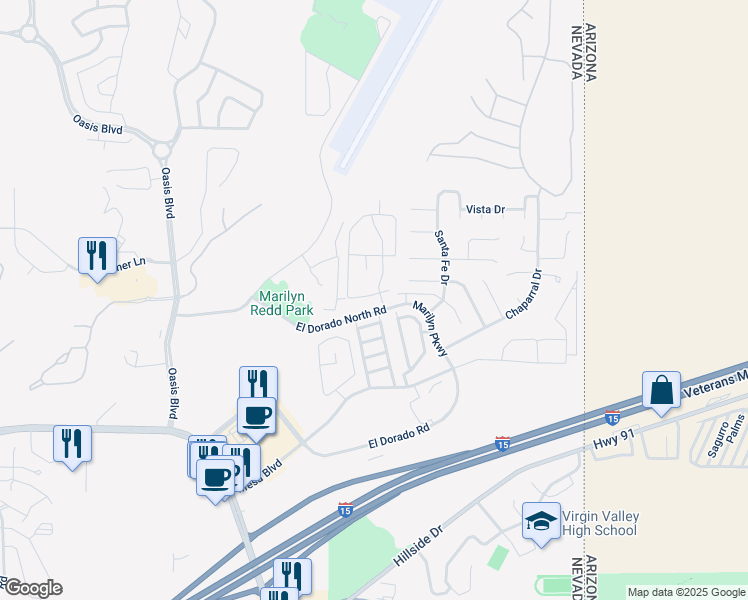 map of restaurants, bars, coffee shops, grocery stores, and more near 811 Mesquite Springs Drive in Mesquite