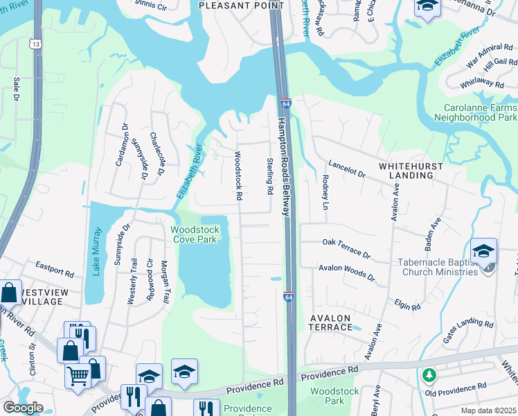 map of restaurants, bars, coffee shops, grocery stores, and more near 5872 Walker Rd in Virginia Beach