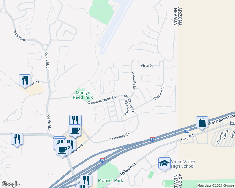 map of restaurants, bars, coffee shops, grocery stores, and more near 802 Mesquite Springs Drive in Mesquite