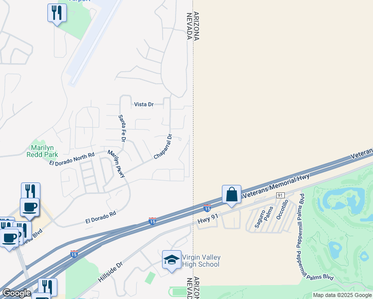map of restaurants, bars, coffee shops, grocery stores, and more near 700 Aztec Circle in Mesquite