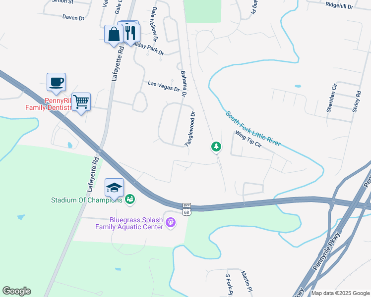 map of restaurants, bars, coffee shops, grocery stores, and more near 3926 Tanglewood Dr in Hopkinsville