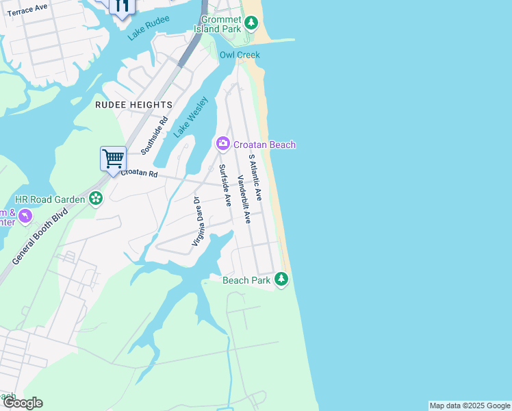 map of restaurants, bars, coffee shops, grocery stores, and more near 665 South Atlantic Avenue in Virginia Beach