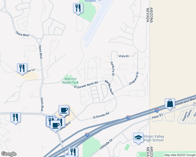 map of restaurants, bars, coffee shops, grocery stores, and more near 802 Mesquite Springs Drive in Mesquite