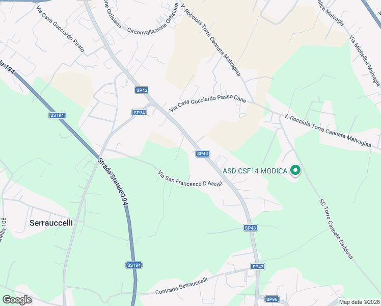 map of restaurants, bars, coffee shops, grocery stores, and more near 150 Via Sorda Sampieri in Libero consorzio comunale di Ragusa